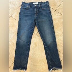 MOTHER Superior The Scrapper Cuff Ankle Fray Light Blue Jeans Sz 26